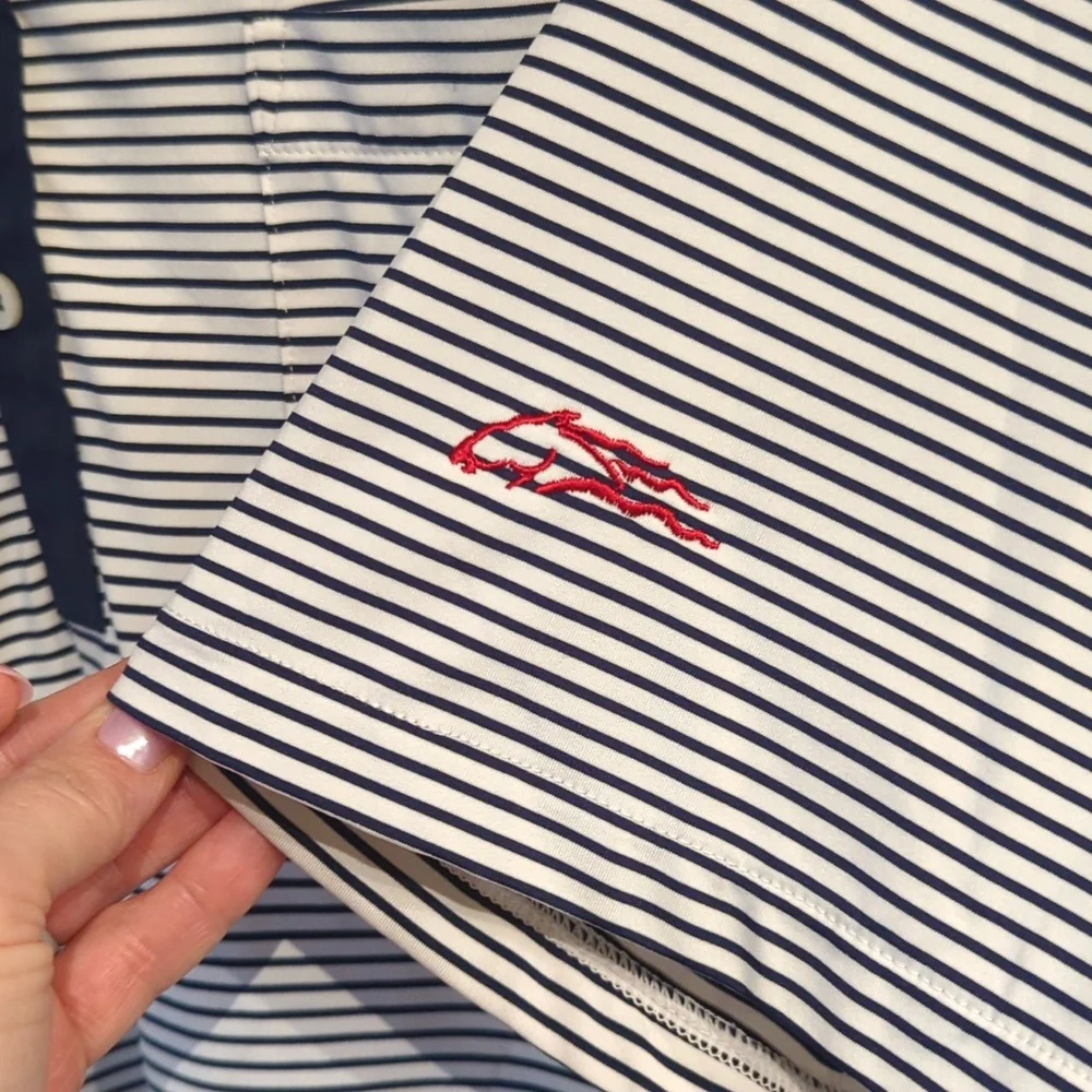 Vacation Golf Ralph Lauren X Active Wear XL Polo White Blue Striped Nautical